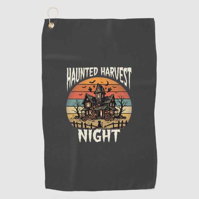 Serviette De Golf Nuit de citrouille hantée d'Halloween (Devant)