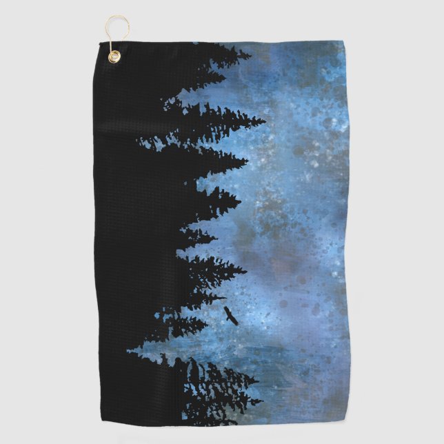 Serviette De Golf Nuit de la forêt de pins (Devant)