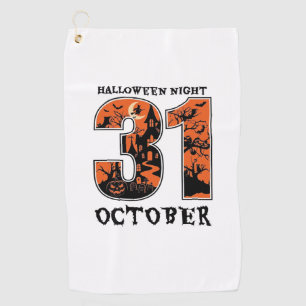 Serviette De Golf Nuit d'Halloween Maison Hantée d'Octobre Sorcière