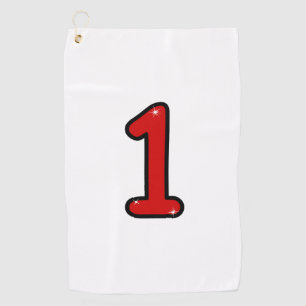 Serviette De Golf Numeral 1, one, 1 year, number 1, number one, 1 ye