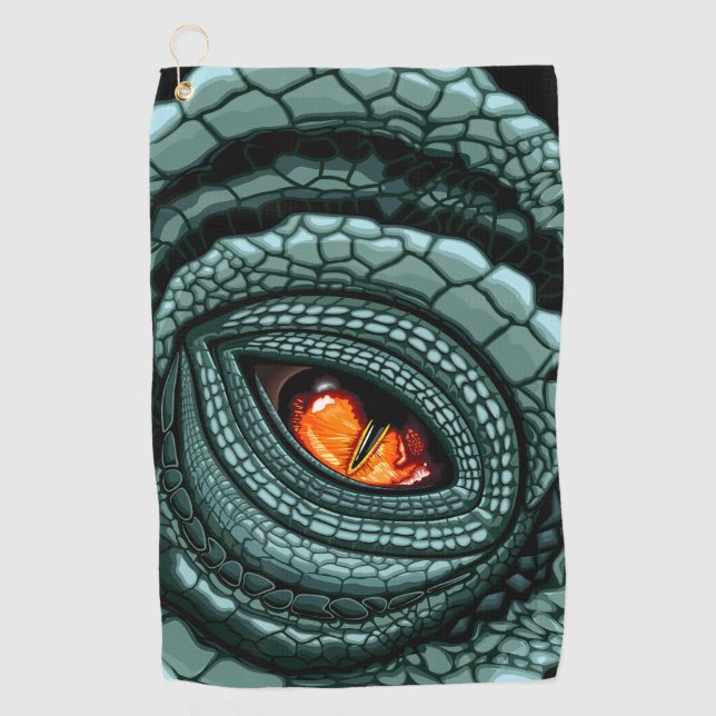 Serviette De Golf Œil de prédateur reptile primitif (Devant)