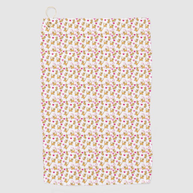 Serviette De Golf Oeuvre de chat | Cute chat Valentine (Devant)