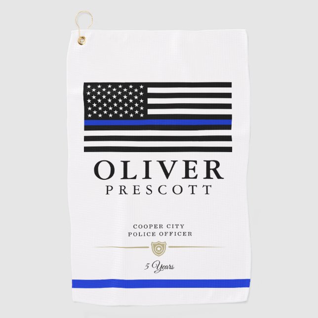Serviette De Golf Officier de police | Anniversaire de service blanc (Devant)