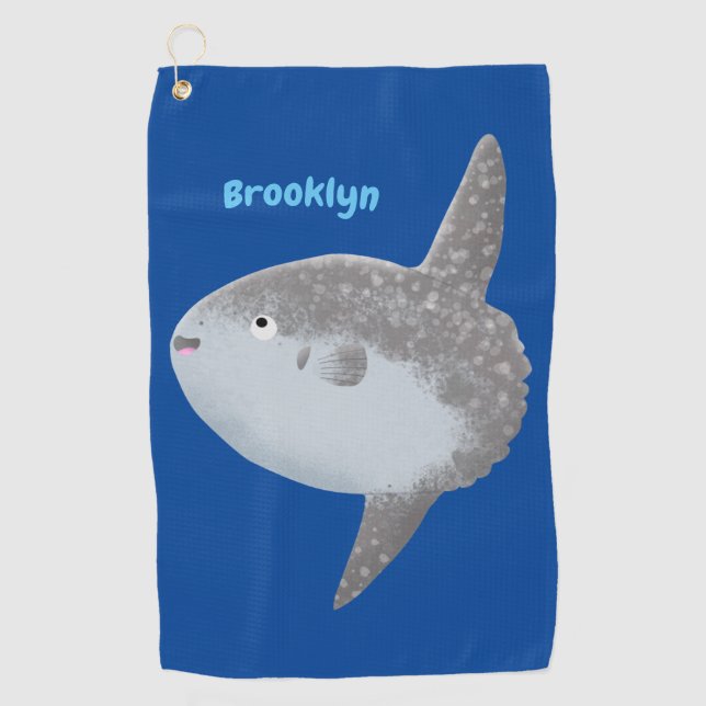 Serviette De Golf Oiseau de mer mola mola mignonne caricature (Devant)