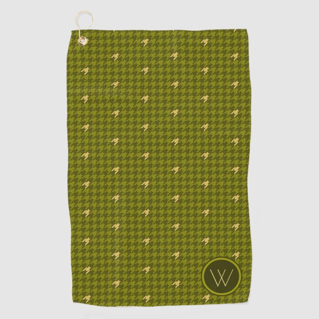 Serviette De Golf Olive with Green Accent Houndstooth Golf Towne (Devant)