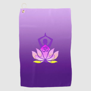 Serviette De Golf Om Lotus Pose de Yoga Fleur sur Gradient Violet