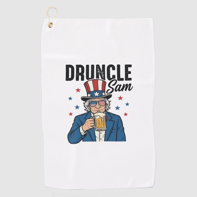 Serviette De Golf Oncle Sam drôle de conception vectorielle de bière (Devant)