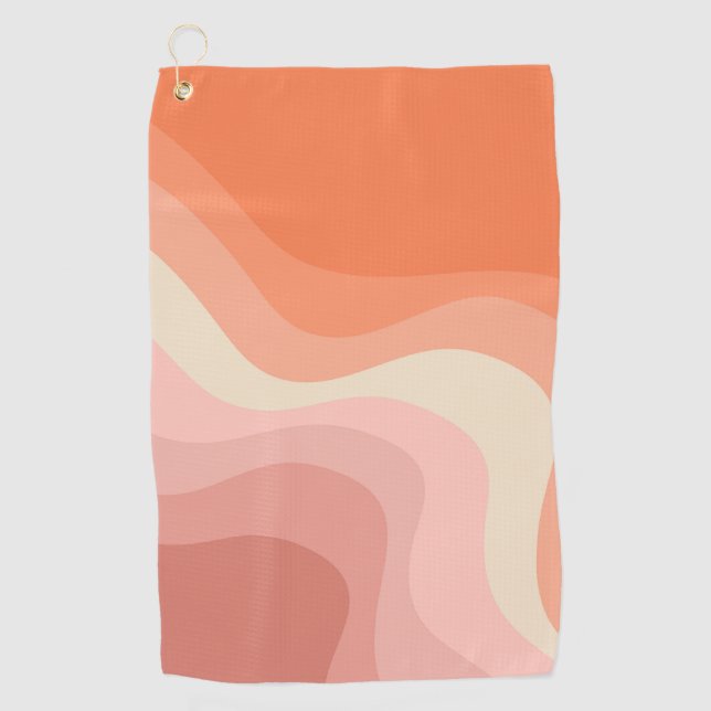 Serviette De Golf Ondes de style rétro rose et orange (Devant)