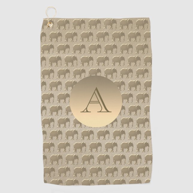 Serviette De Golf Or monogramme élégant (Devant)