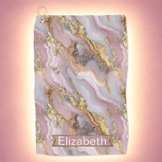 Serviette De Golf Or rose gold personnalisé motif agate