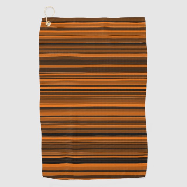 Serviette De Golf Orange Brown en bandes noires (Devant)