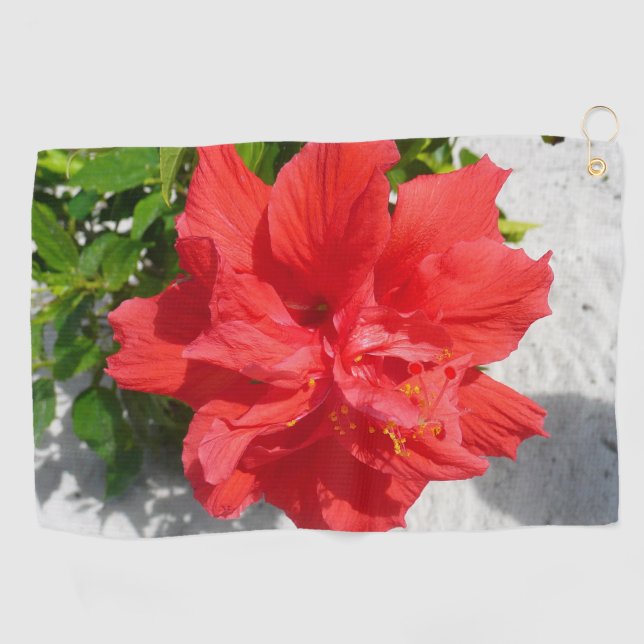 Serviette De Golf Orange Hibiscus Flower Tropical Floral (Horizontal)