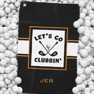 Serviette De Golf Orange noir Monogramme Allons en boite