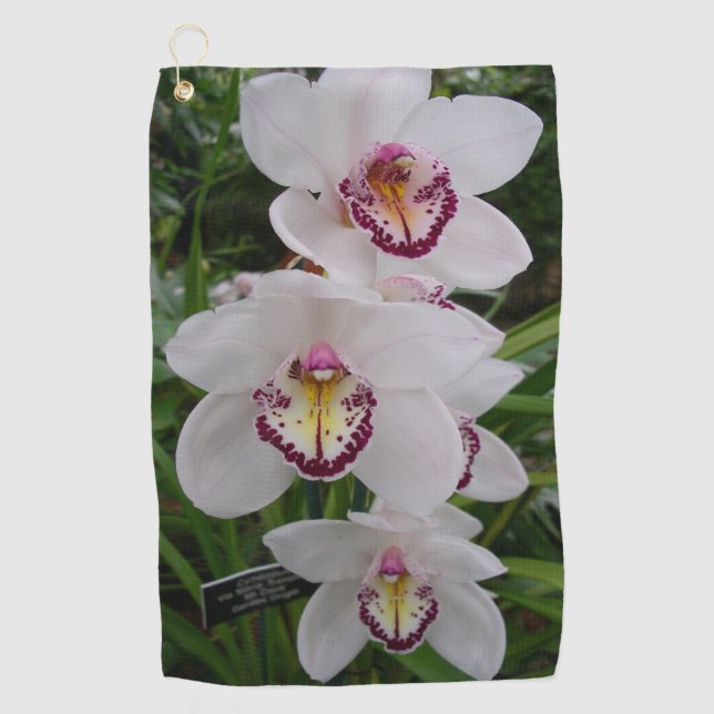 Serviette De Golf Orchidées blanches Belles fleurs tropicales (Devant)