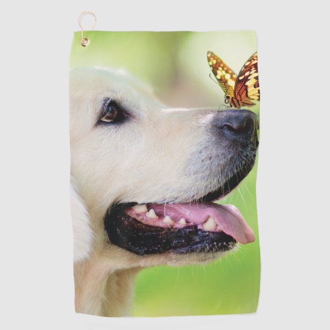Serviette De Golf Oreiller À Lancer Du Labrador Et Du Papillon (Devant)