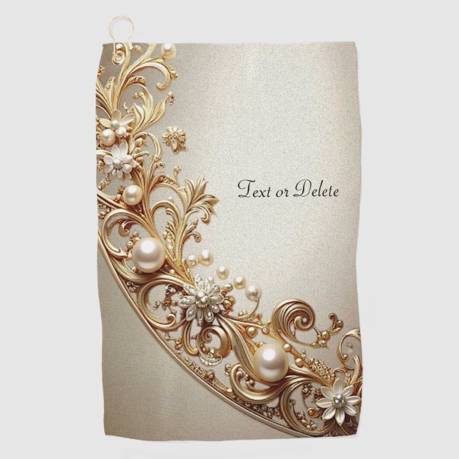 Serviette De Golf Ornate Gold Flourish Golf Towel (Devant)