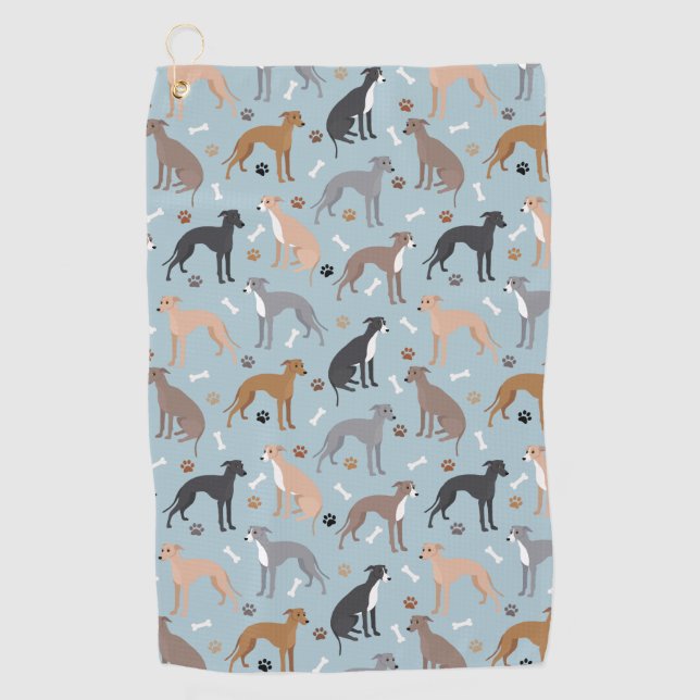 Serviette De Golf Os et pattes de chien gris italien (Devant)