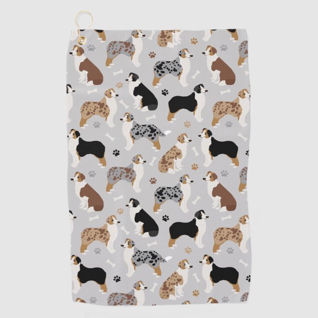 Serviette De Golf Os et pattes des bergers australiens (Devant)