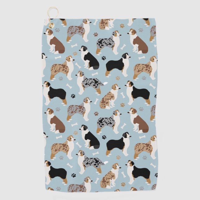 Serviette De Golf Os et pattes des bergers australiens (Devant)