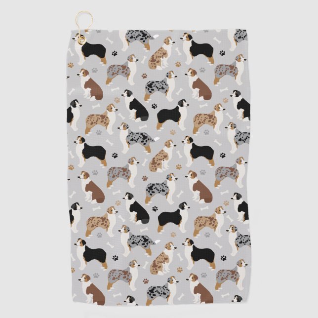 Serviette De Golf Os et pattes des bergers australiens (Devant)
