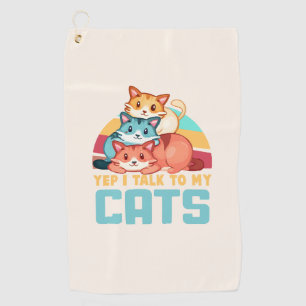 Serviette De Golf Oui, je parle à My Cats-Adorable Trio Cat Design 2