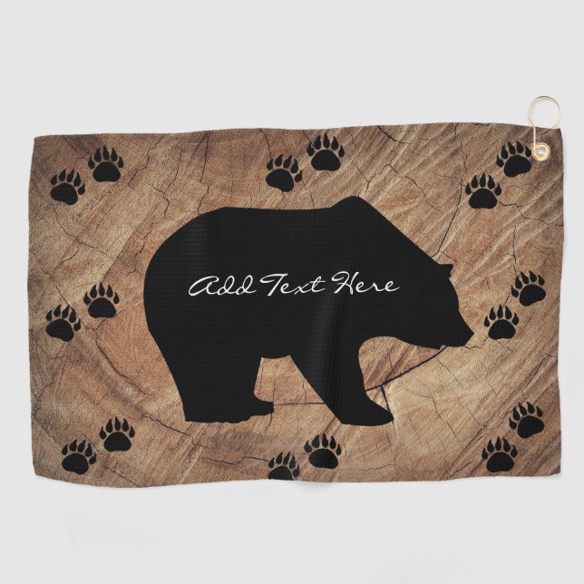 Serviette De Golf Ours Noir Et Paniers Ours (Horizontal)