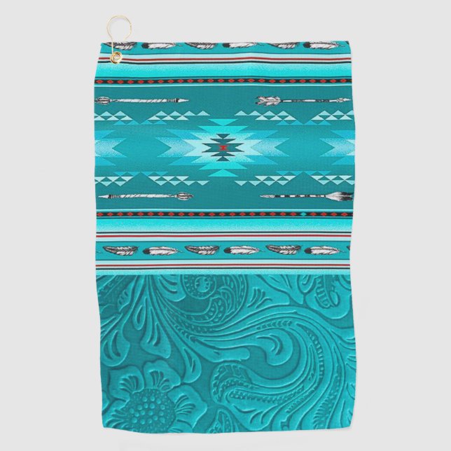 Serviette De Golf Outil en cuir Turquoise Tribal Navajo (Devant)