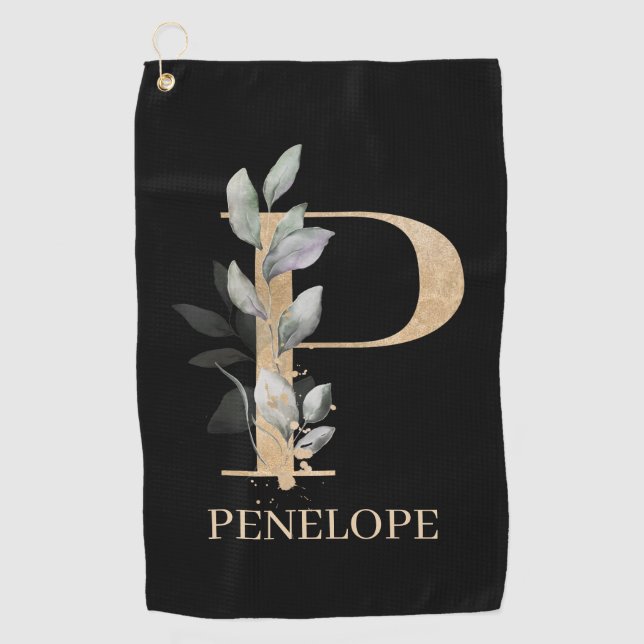 Serviette De Golf P Monogramme Floral Personnalisé (Devant)