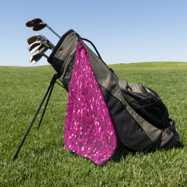 Serviette De Golf Paillettes fausses étincelles rose chaud (Vert)