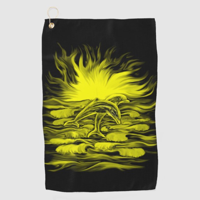Serviette De Golf Paire de dauphins dans le soleil (Devant)