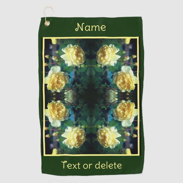 Serviette De Golf Paire de fleurs de rose jaune Abstraite personnali (Devant)