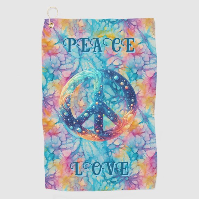 Serviette De Golf Paix Amour Tie-Dye (Devant)