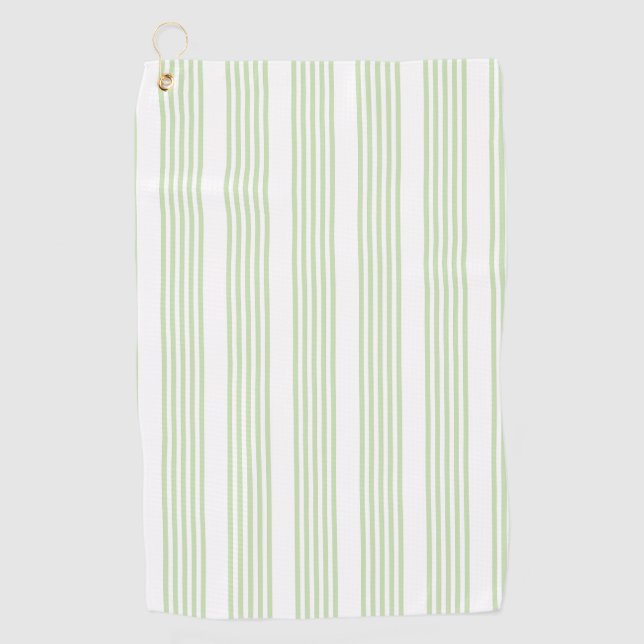 Serviette De Golf Pale vert et blanc cinq bandes motif (Devant)