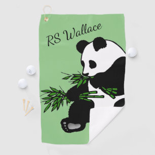 Serviette De Golf Panda géant Monogramme ou nom vert