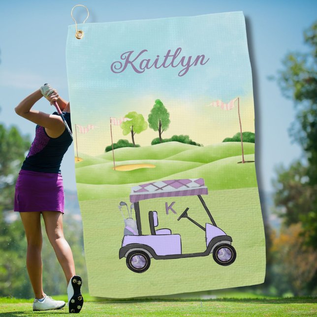 Serviette de golf Panier de golf Lavande Violette  (Créateur téléchargé)