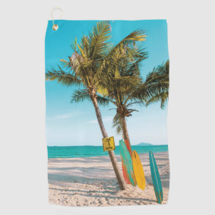 Serviette De Golf Panneaux de surf sur la plage lancer oreiller