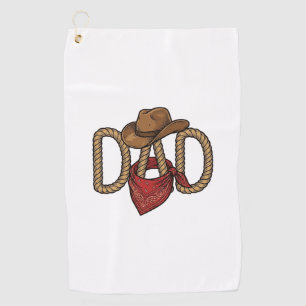Serviette De Golf Papa Cowboy Corda Chapeau Bandana Gravure Vintage