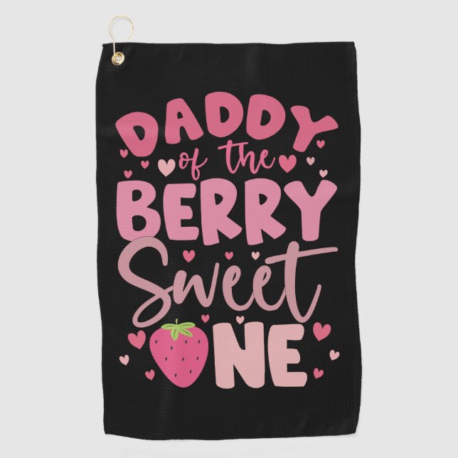 Serviette De Golf Papa de la douce fraise d'anniversaire (Devant)