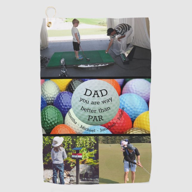 Serviette De Golf Papa mieux que Par Collage Photo Personnalisé Alle (Devant)
