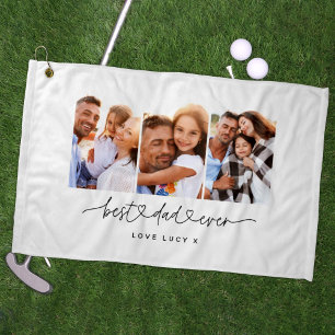 Serviette De Golf papa mignon script moderne multi photo cadeau