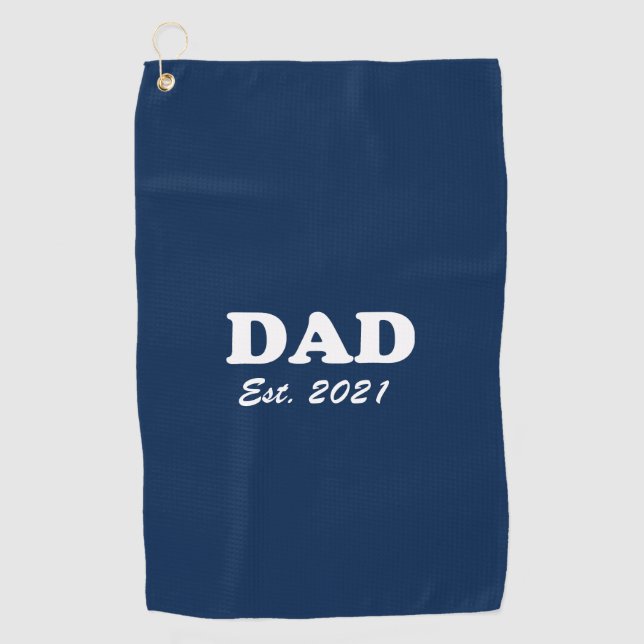 Serviette De Golf Papa personnalisé date établie marine bleu personn (Devant)
