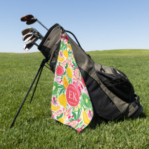 Serviette De Golf Papier Peint Aquarelle Été Monogramme Fruit Tropic