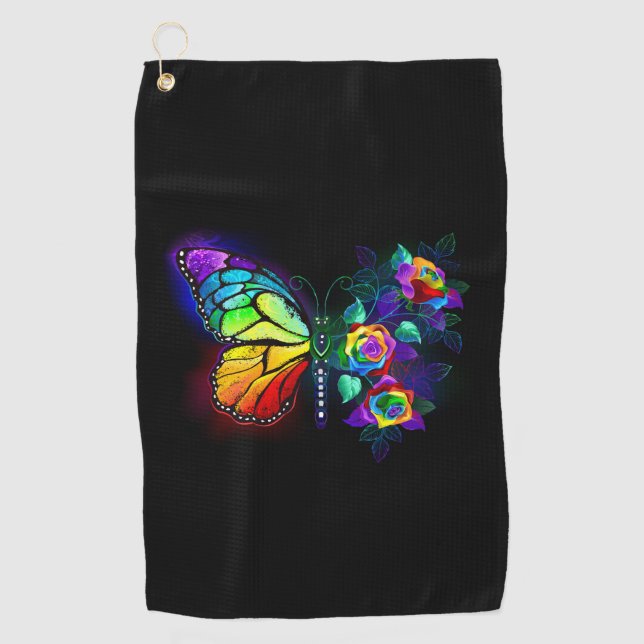 Serviette De Golf Papillon arc-en-ciel (Devant)