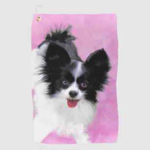 Serviette De Golf Papillon (blanc et noir) Peinture - Chien Art