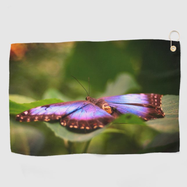Serviette De Golf Papillon Bleu Nature Fermer Tint Haut (Horizontal)