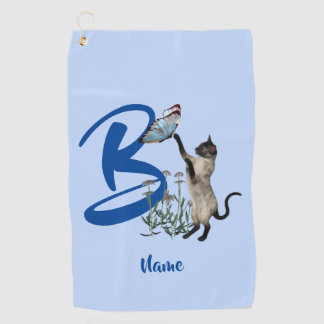 Serviette De Golf Papillon de chat siamois monogramme initial B Votr