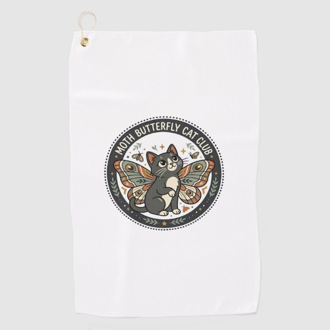 Serviette De Golf Papillon de nuit Chat POD Vector Art - Papillon de (Devant)