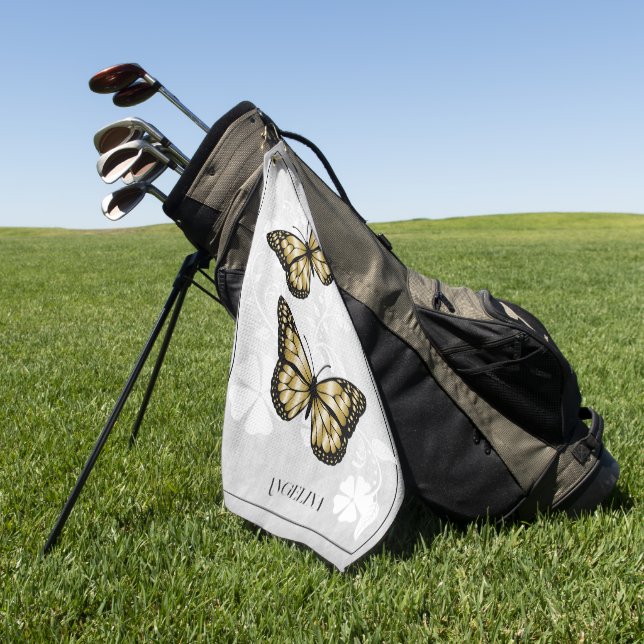 Serviette De Golf Papillon d'or Floral Golf serviette (Vert)