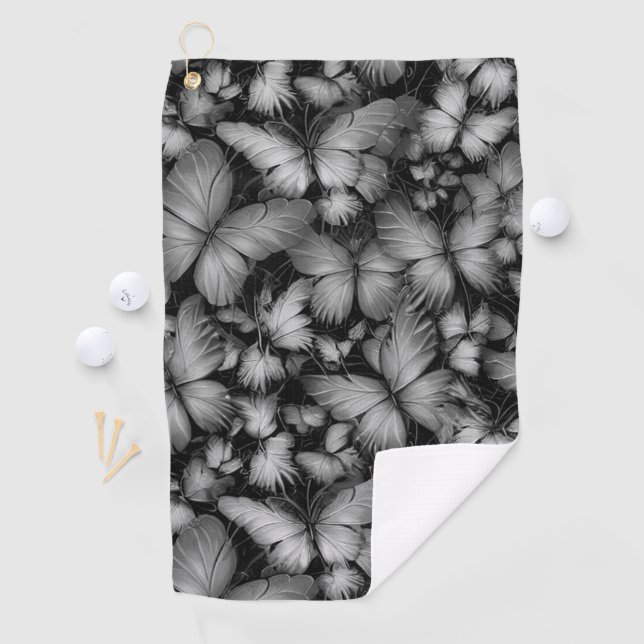 Serviette De Golf Papillon gris imprimé (En situation)