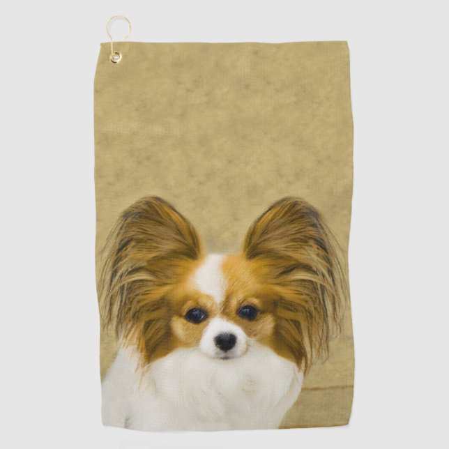 Serviette De Golf Papillon (Hound Tri) Peinture - Art Chien original (Devant)